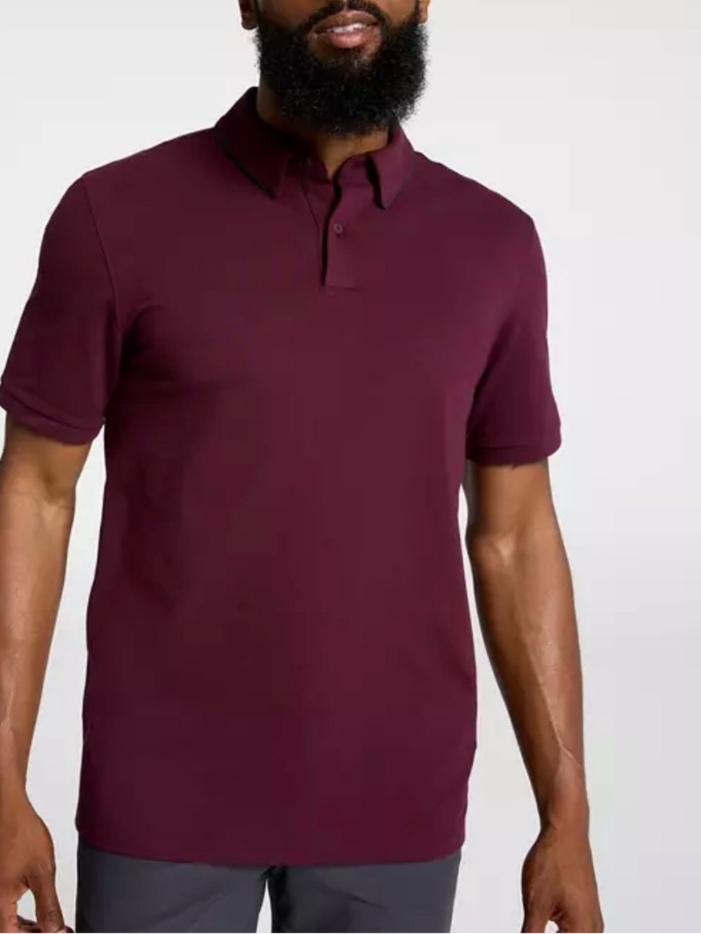 Men's VRST Short Sleeve Piping Club Pique Polo Shirt Size XL Burgundy Plum